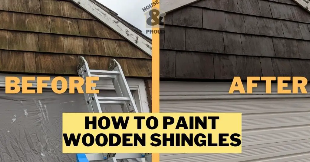 How to paint wooden shingles on a garage before and after