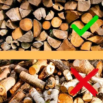 How to stack a wood pile correctly to leave air gaps