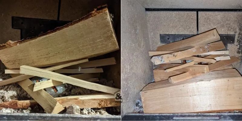 Traditional fire vs top down fire in a wood burning stove